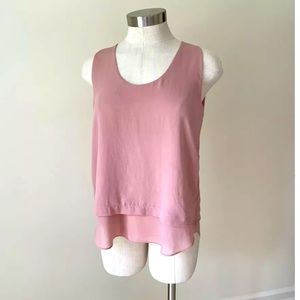 Rebecca Taylor pink/rose colored sleeveless layered blouse.  Size 4